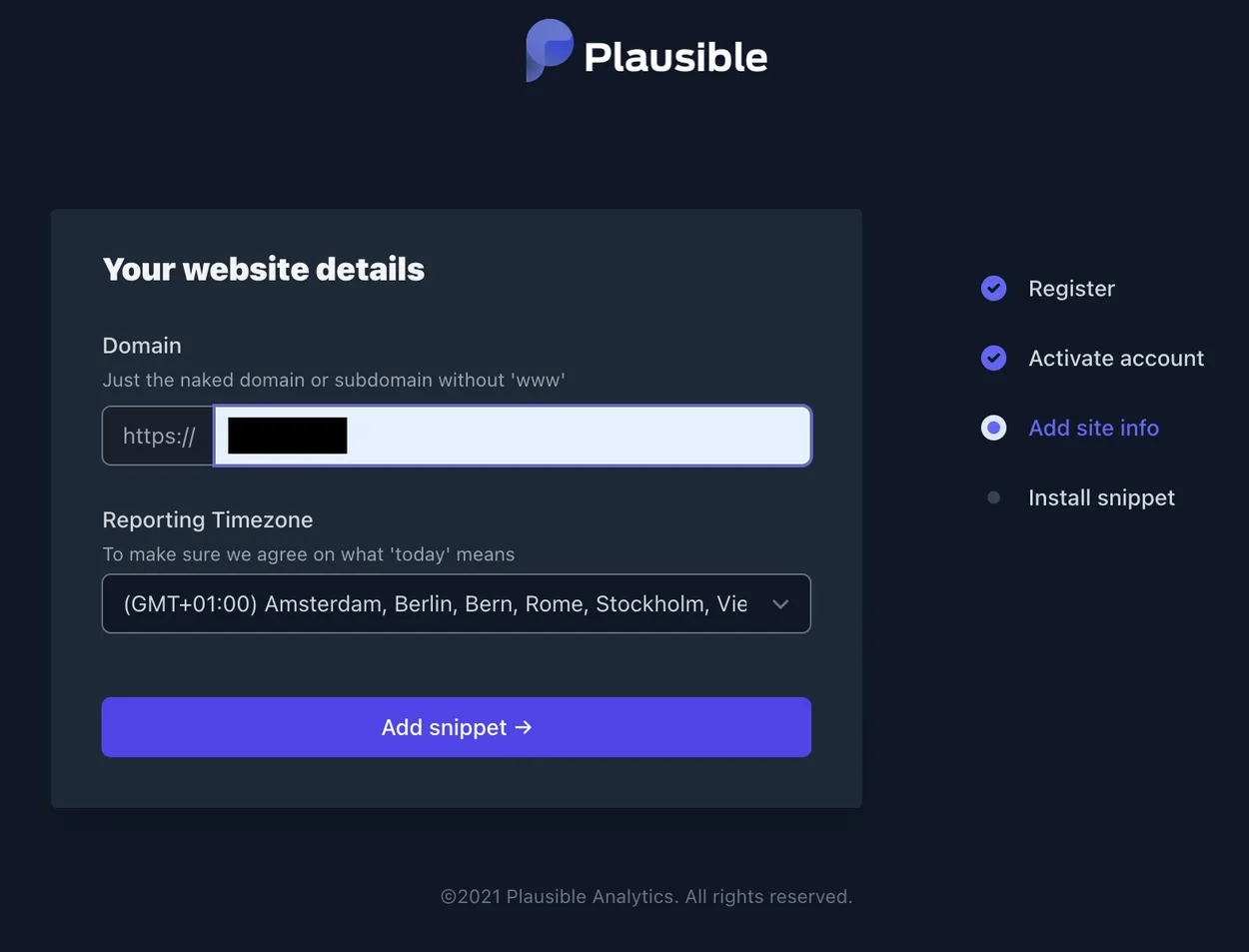 Plausible - Add a website